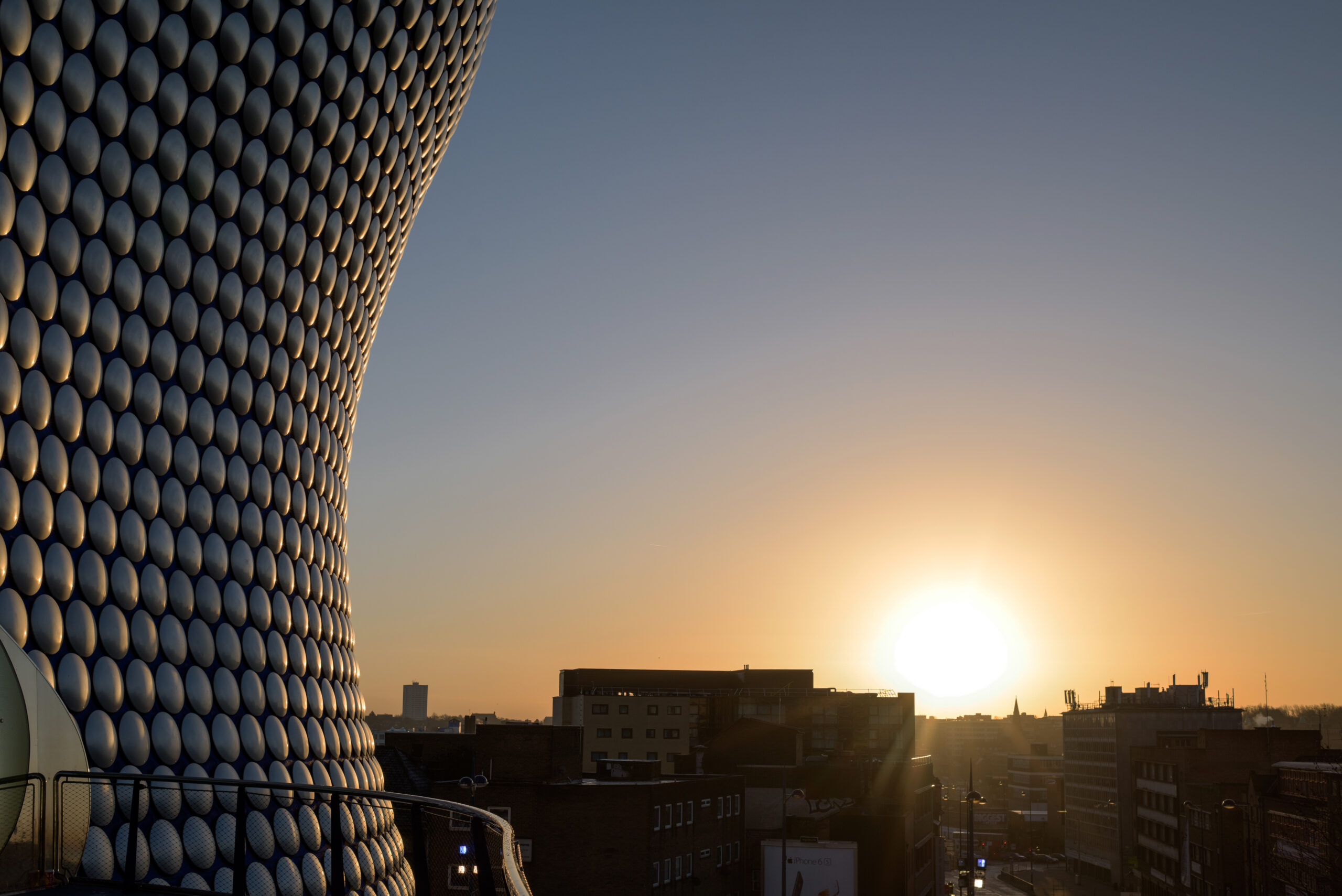 Winter sunset in Birmingham - perfect light for a winter wedding.