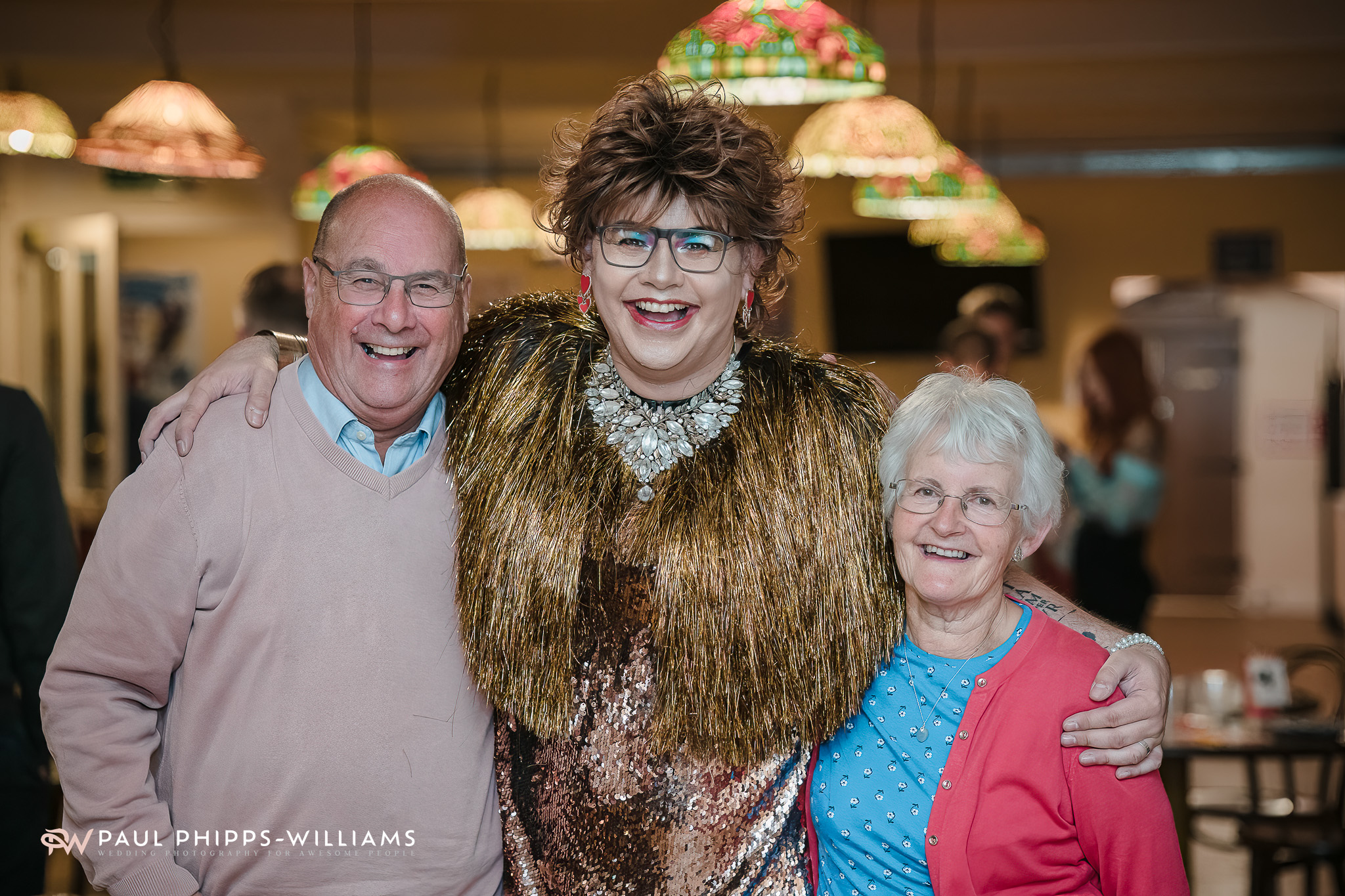 Izzy Harjett entertains the night before Andy and Dan's wedding at Wookey Hole Caves