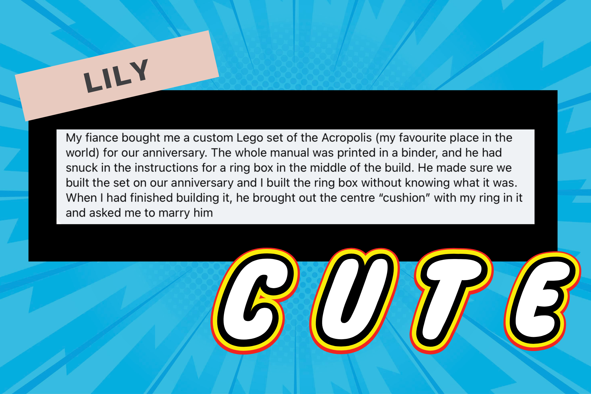 A screenshot of Lily's story about how to propose