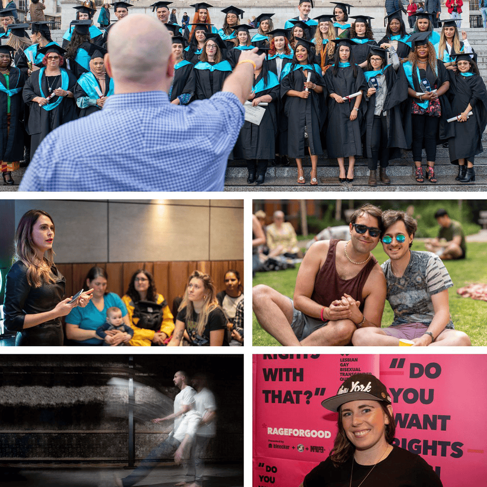 Graduates in caps and gowns at a university graduation ceremony.