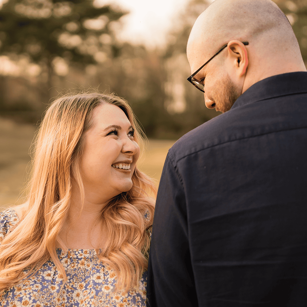 Intimate couple portrait capturing love and connection outdoors in natural light.