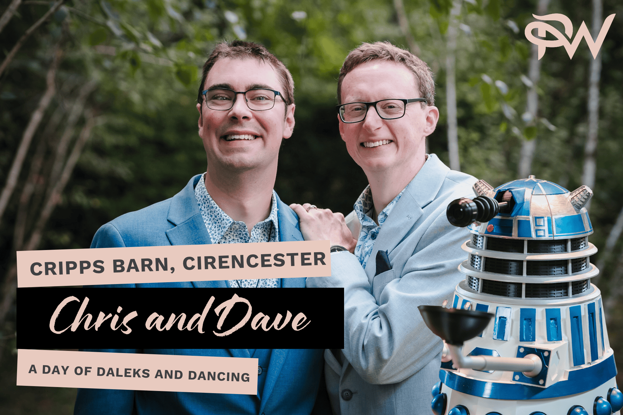 two grooms getting married at cripps barn cirencester